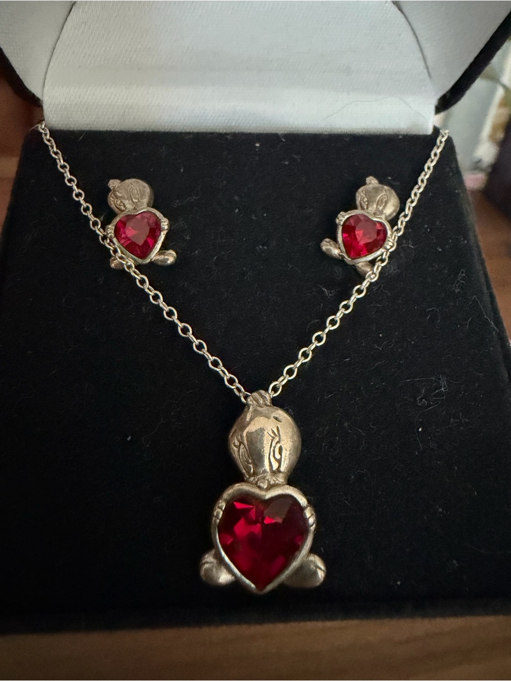 LENOX 925 Sterling Silver Tweety Bird Earrings Necklace Set Warner Bros
